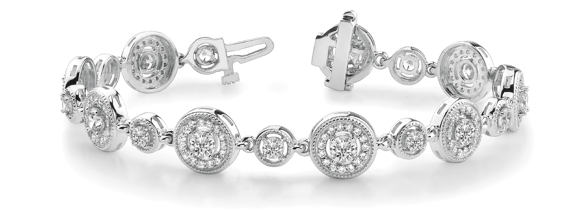 RD MILGRAIN HALO LINK BRACELET