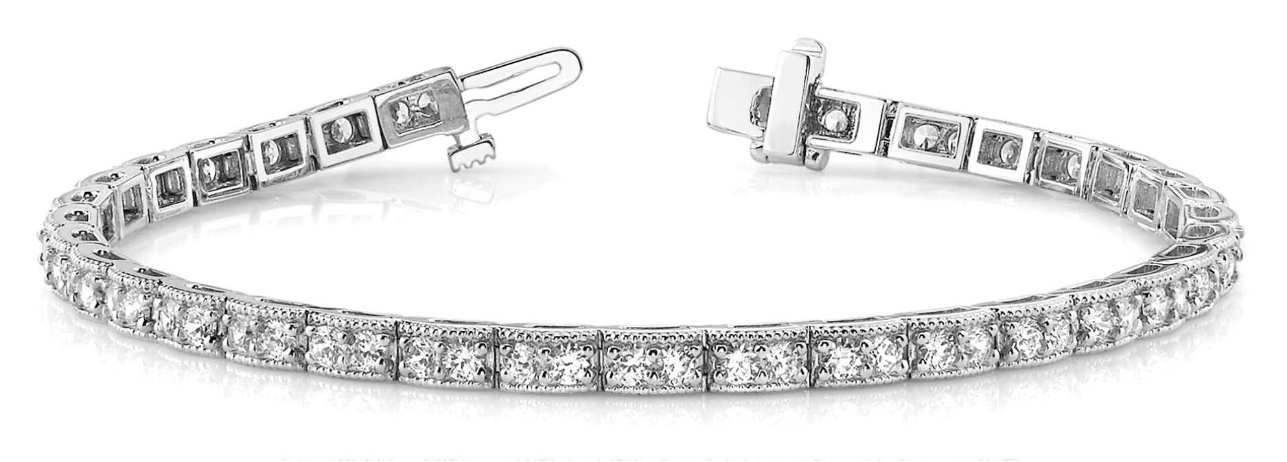 Vintage Milgrain Double Diamond Box Bracelet