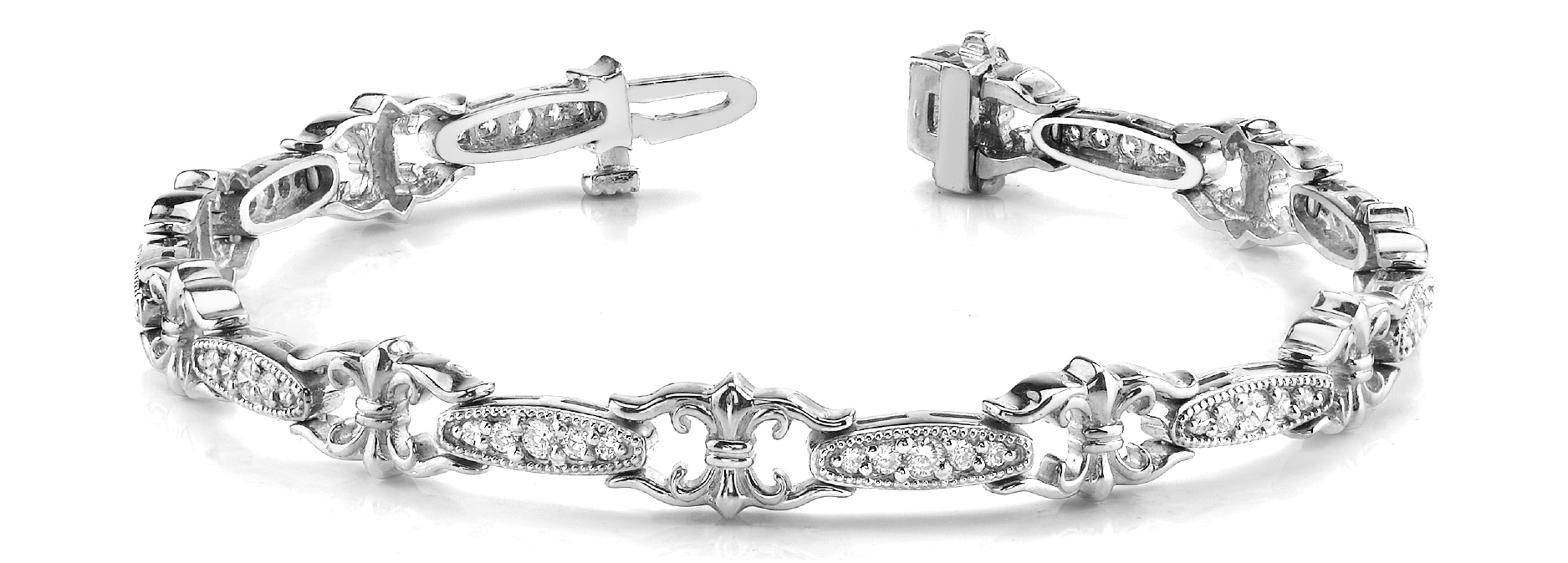 MILGRAIN FLEUR-DE-LIS LINK BRACELE