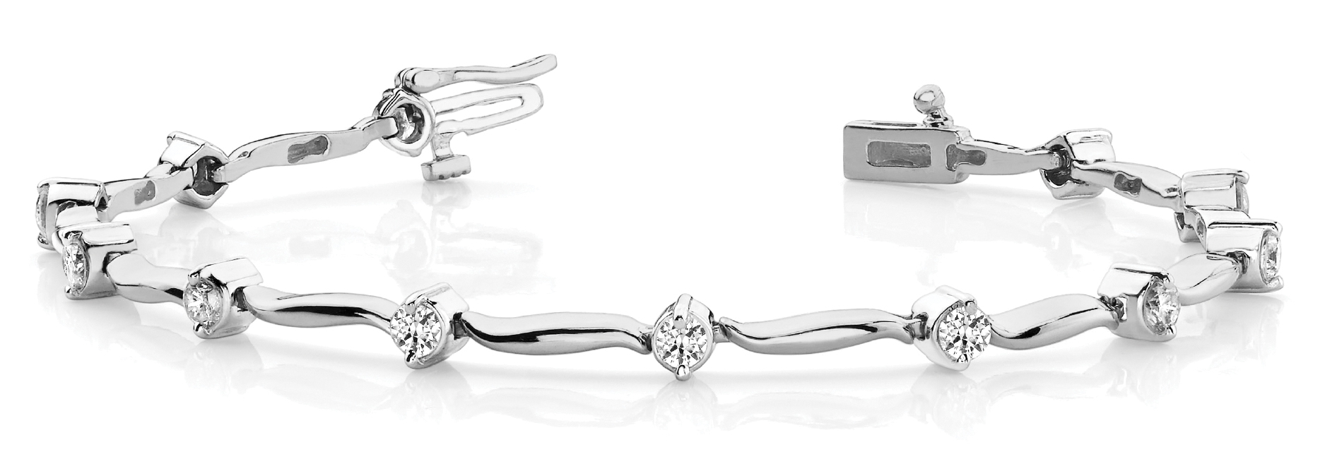 2 PRONG AND WAVE LINK BRACELET