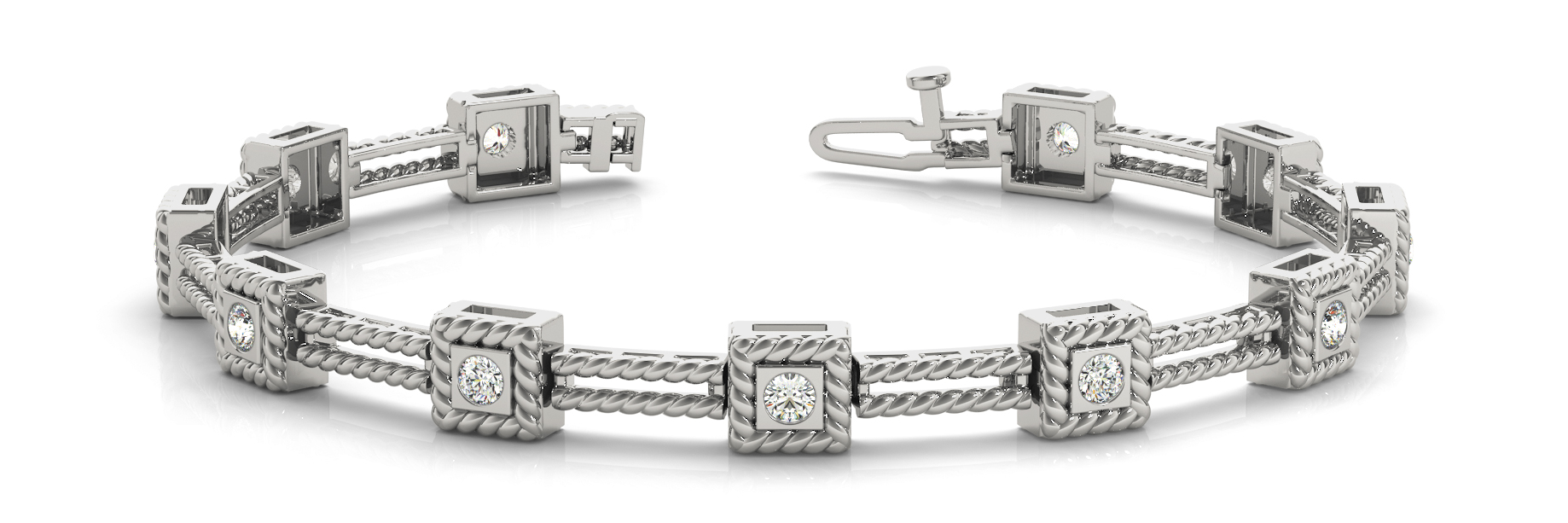 SQ/DOUBLE BAR ROPE LINK BRACELET