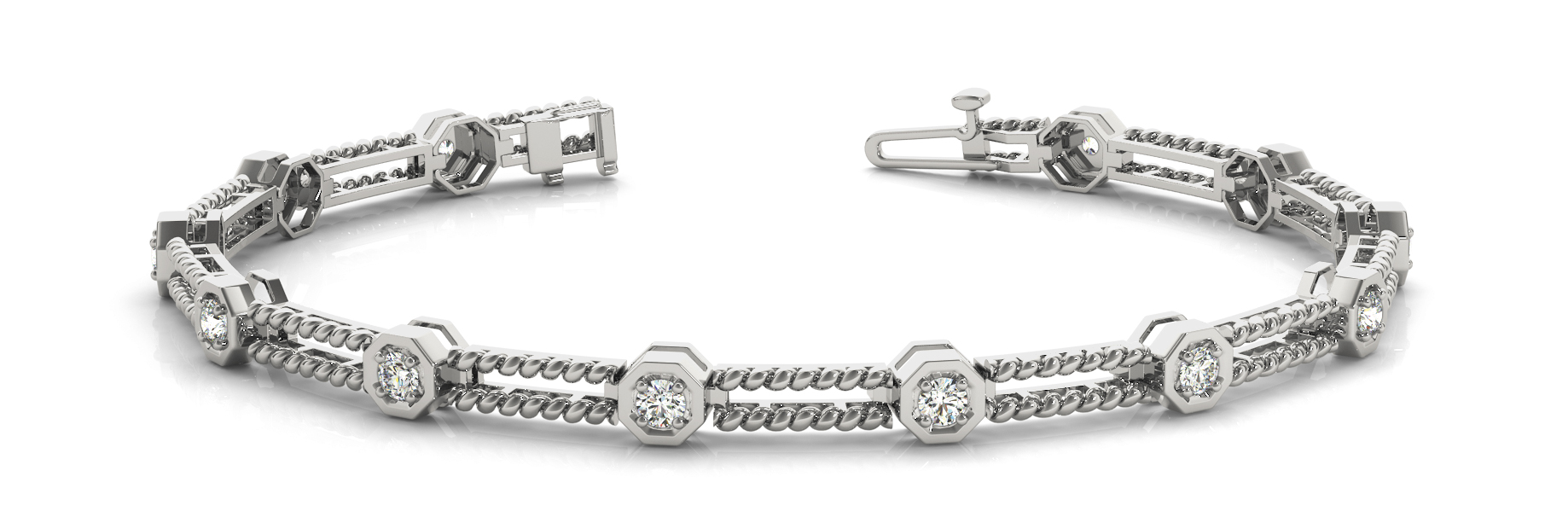 HEX/DOUBLE ROPE BAR LNK BRACELET