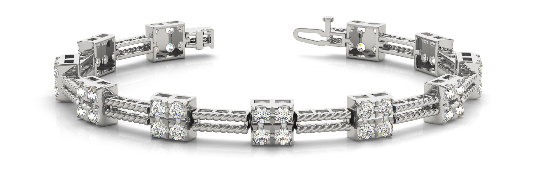 SQ/DOUBLE BAR ROPE LINK BRACELET