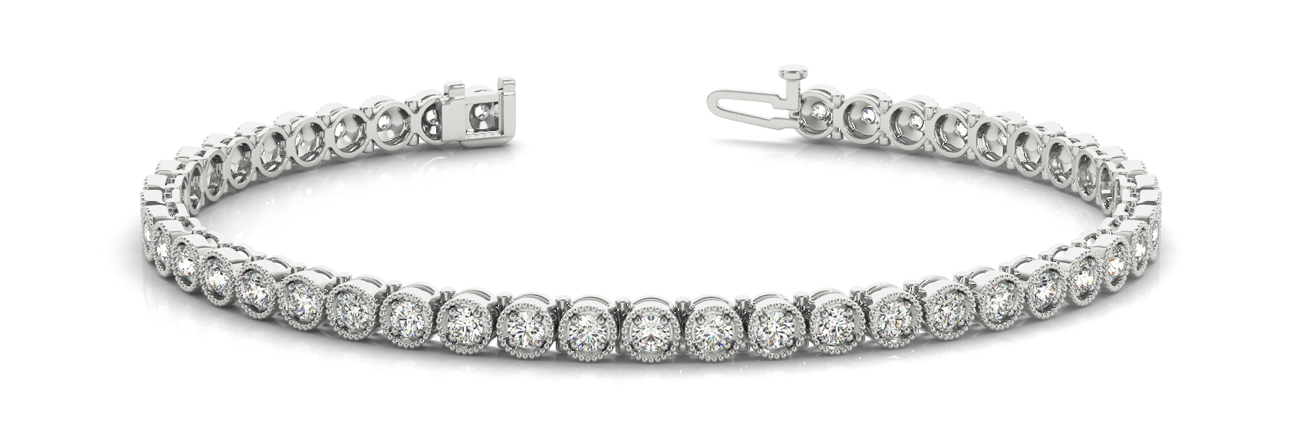 MILGRAIN BEZ/PRONG IN LINE BRACELE