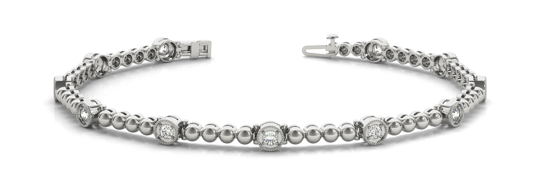 Milgrain Bezel Prong Head Bracelet