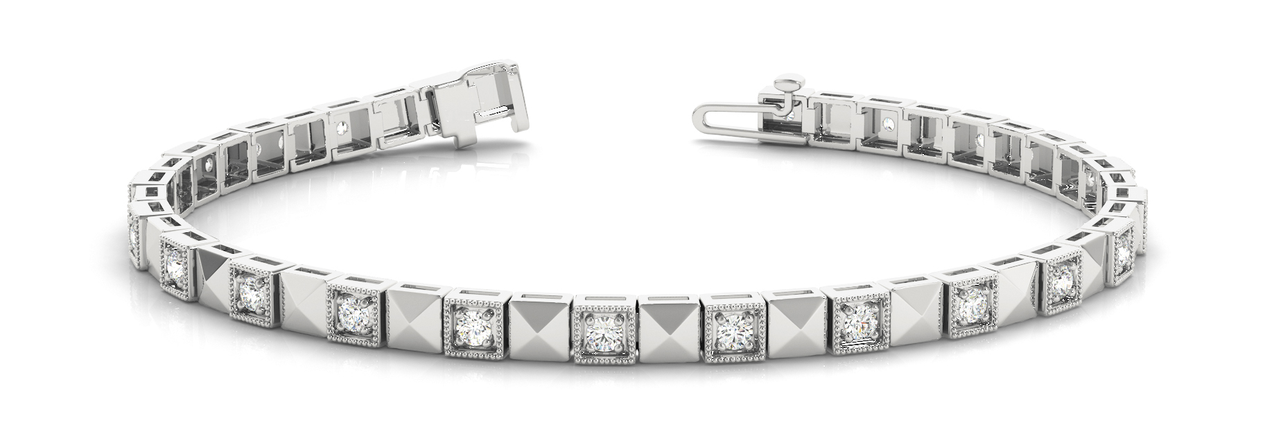 Vintage Style Milgrain Solid Square Link Bracelet