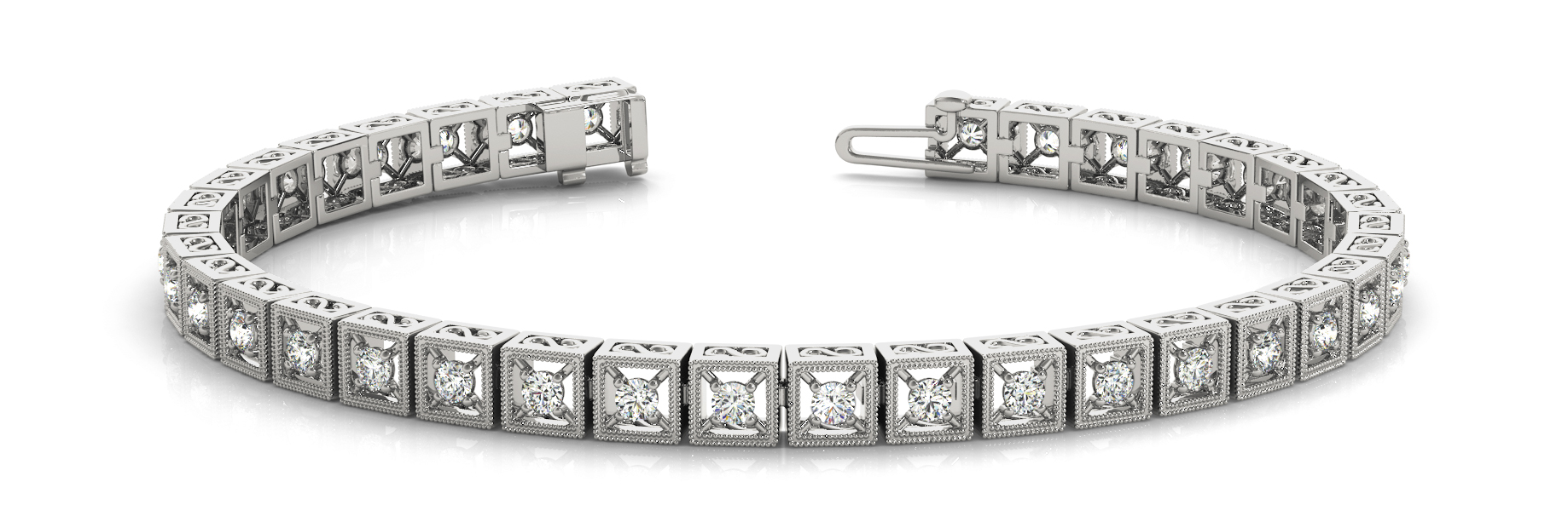 SQ MILGRAIN BEZ/PR BRACELET