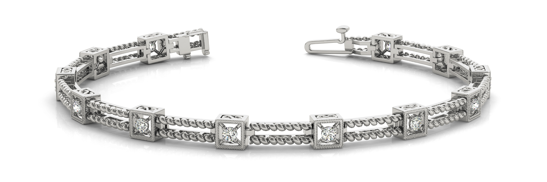 SQ/DOUBLE ROPE BAR LINK BRACELET