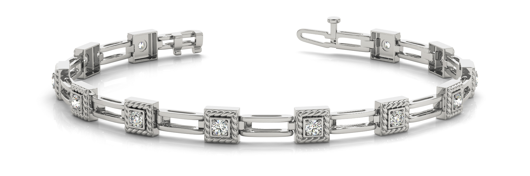 Square Braided Style Double Bar Link Bracelets