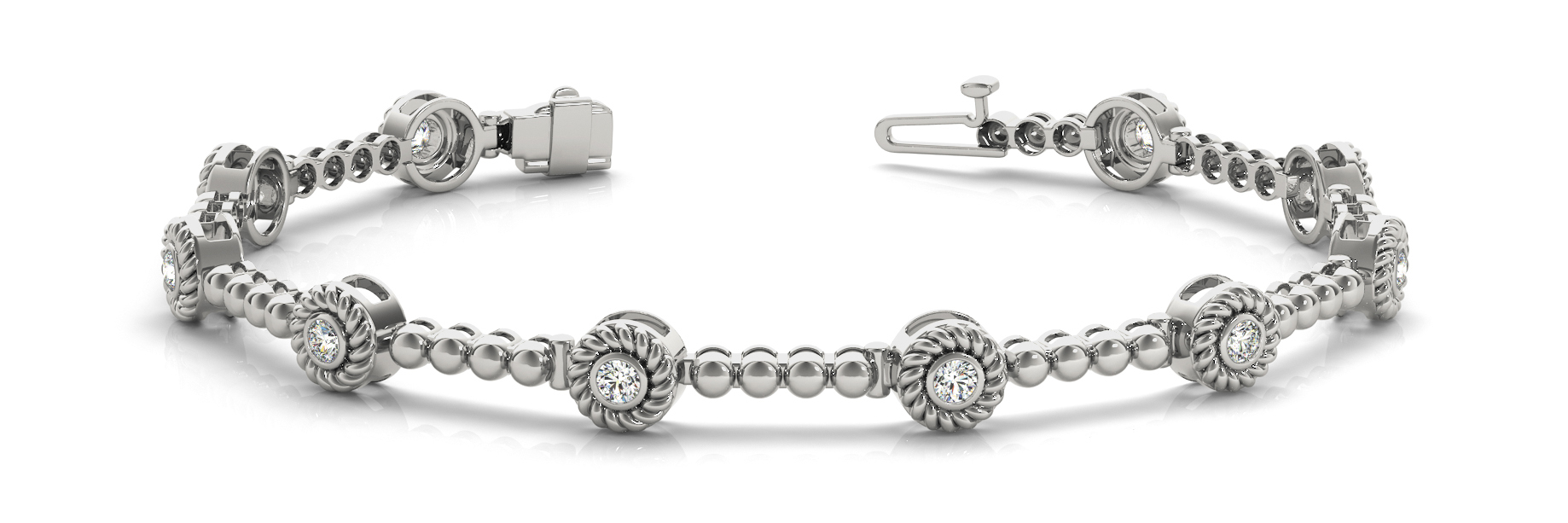 SINGLE STONE BEZ BEAD LINK BRACELE