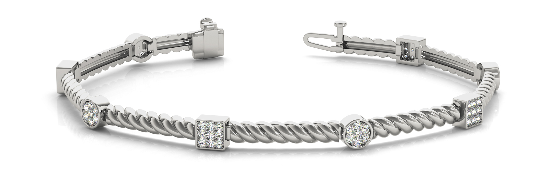 SQ/RD CLUSTER W/ ROPE LINK BRACELE