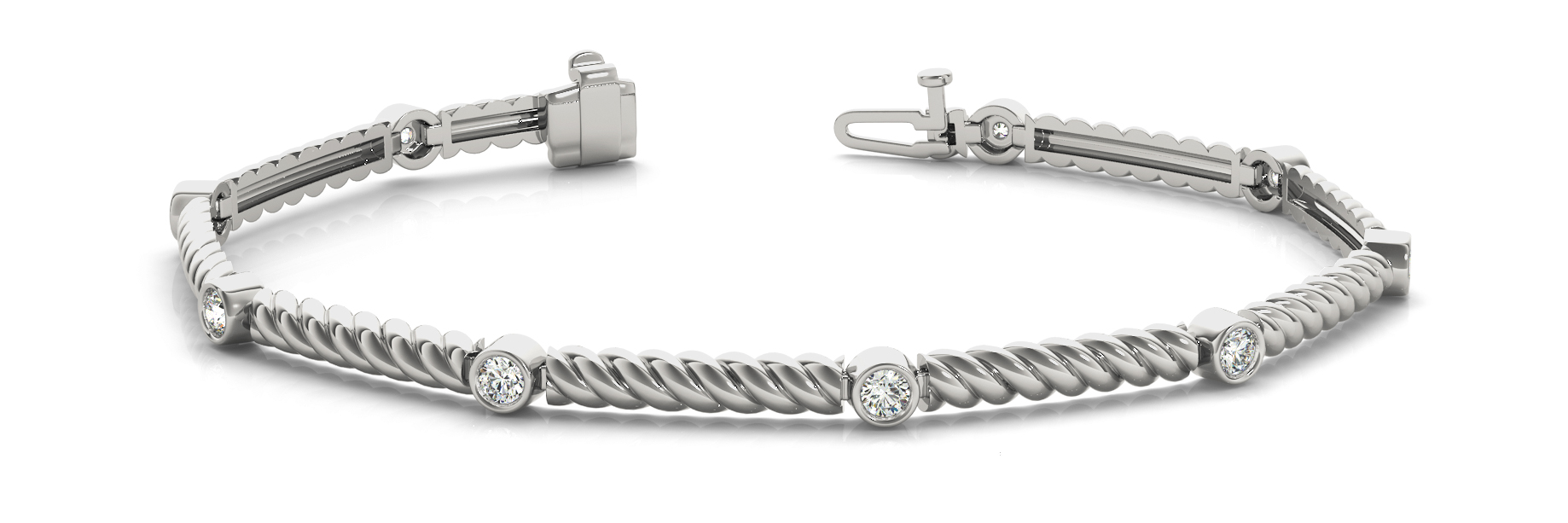 SINGLE STONE BEZ/ROPE LINK BRACELE