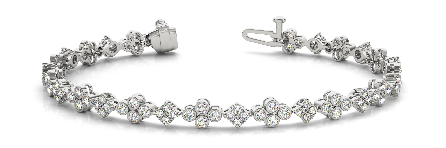 BEZ AND PRONG SET CLUSTER BRACELET