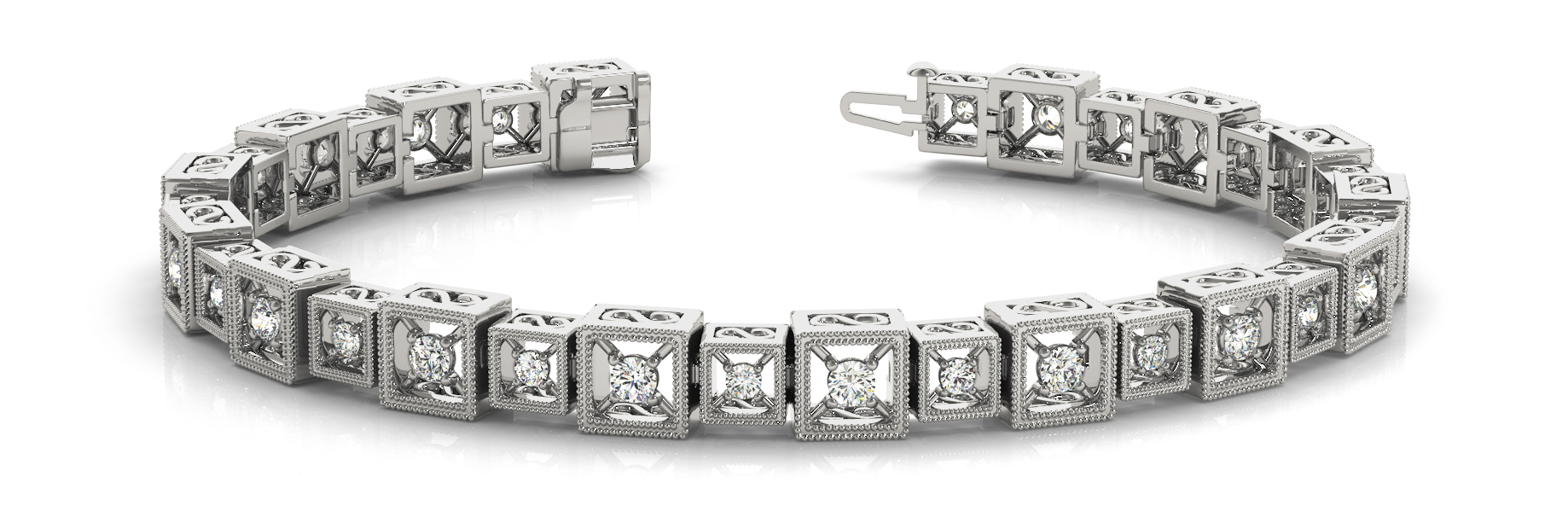 SQ MILGRAIN BEZ/PR BRACELET