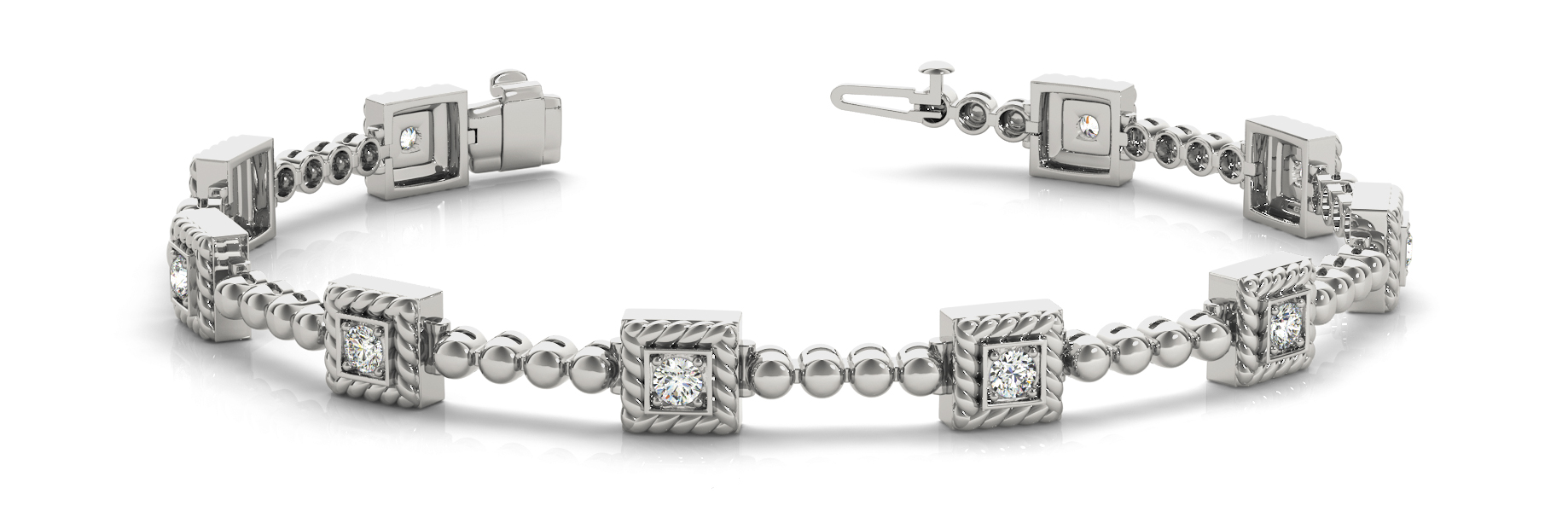 SINGLE STONE AND BEAD LINK BRACELE