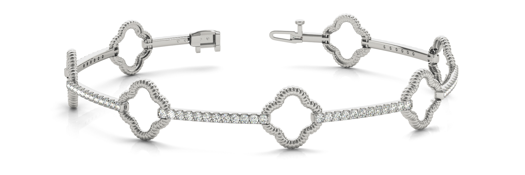 CLOVER AND DIAMOND BAR BRACELET