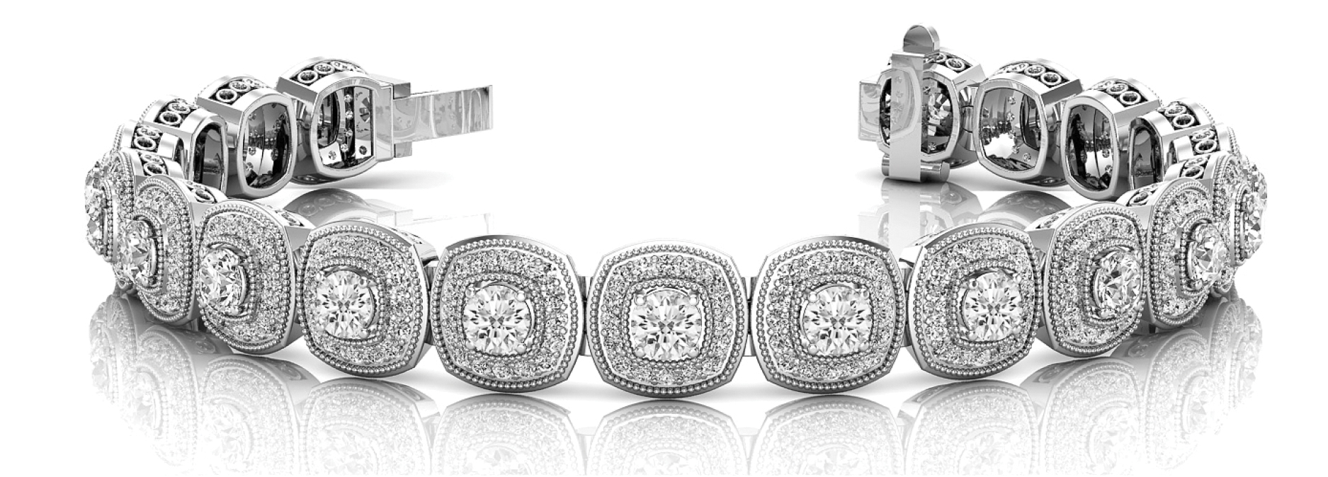 CU MILGRAIN HALO LINK BRACELET