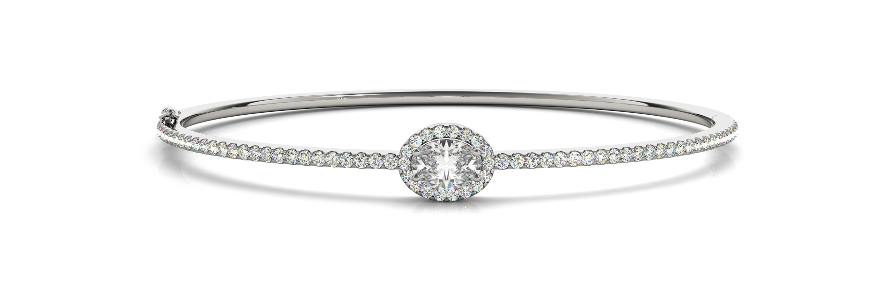 Bezel Set Oval Halo Bangle