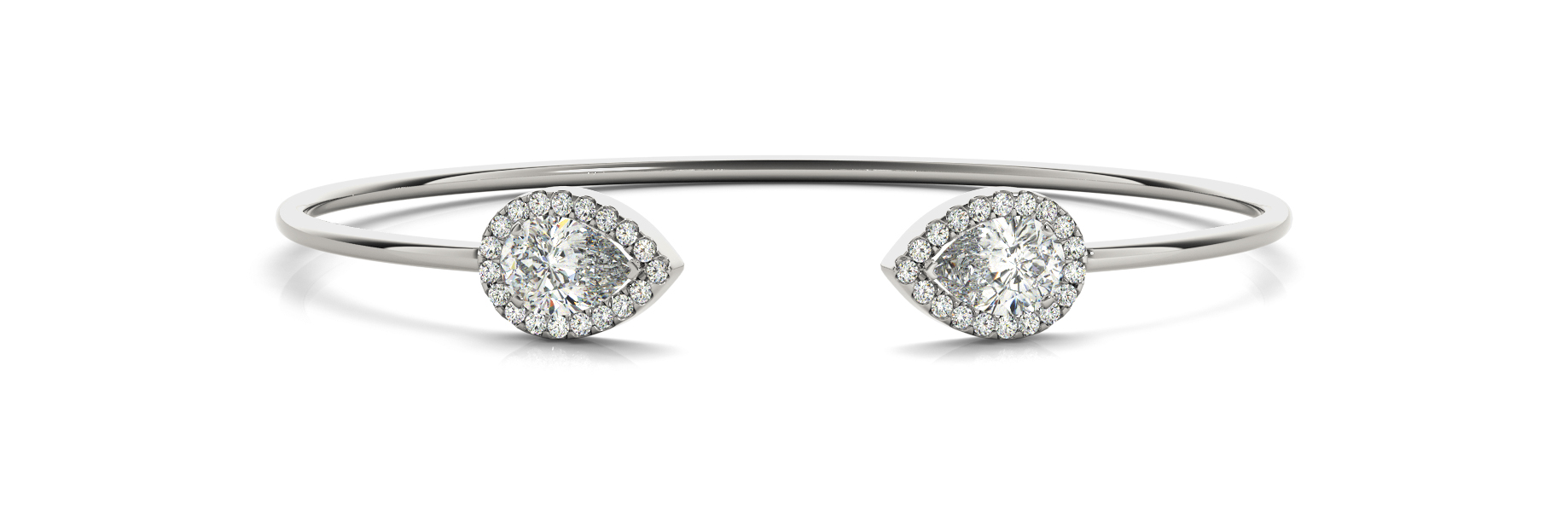 Pear Shape Halo Open Bangle