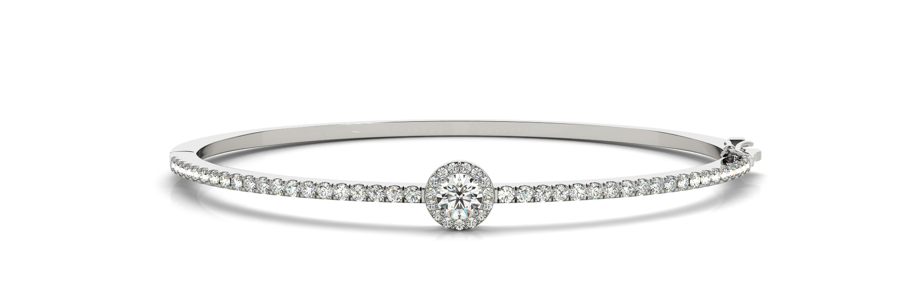 Round Halo Straight Line Hinged Bangle