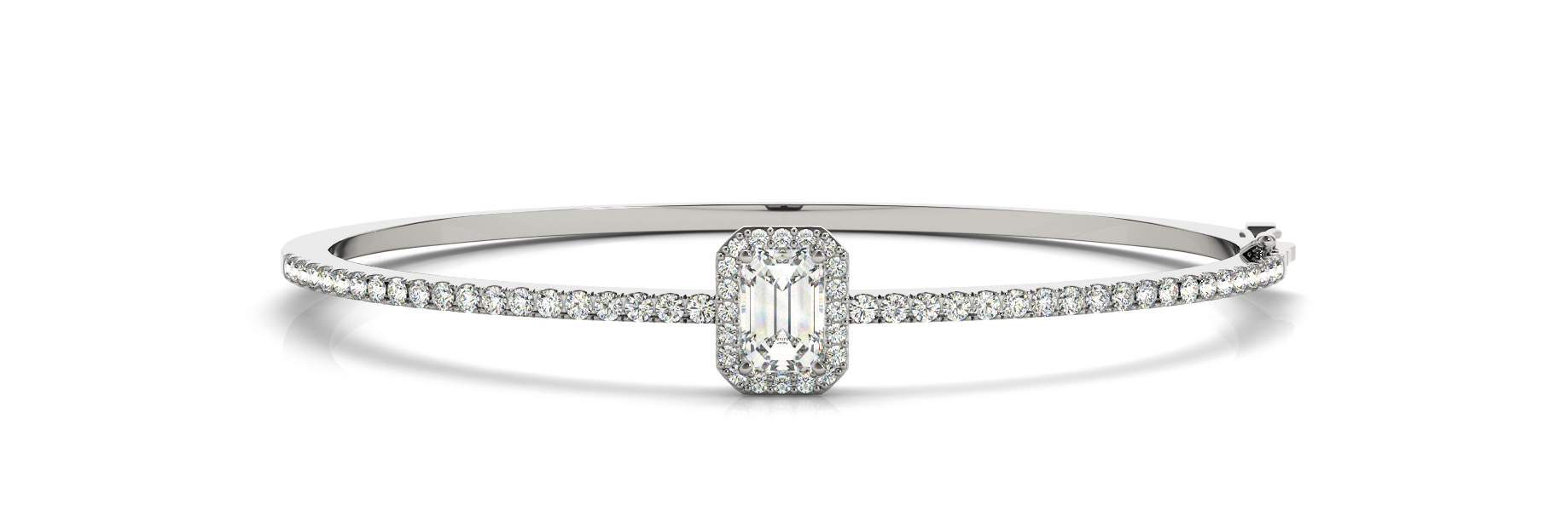 Single Row Halo Emerald Cut Bangle