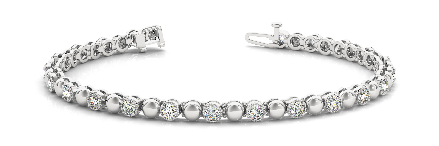 MILGRAIN BEZ/SOLID RD LINK BRACELE