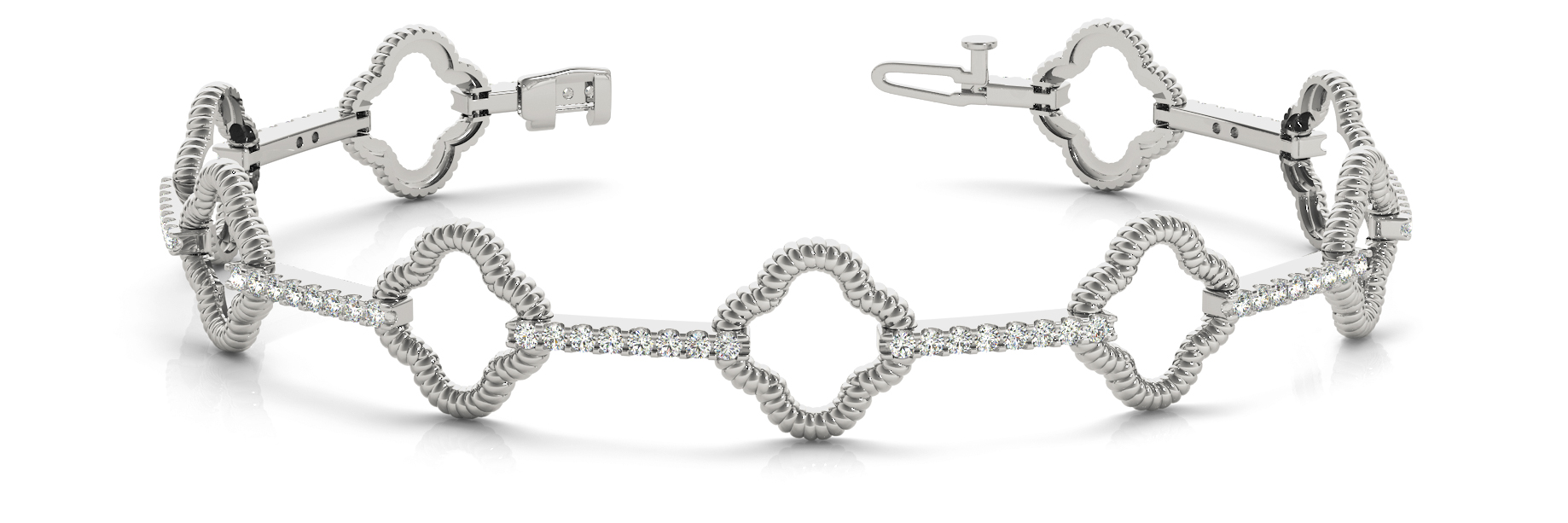 CLOVER AND DIAMOND BAR BRACELET