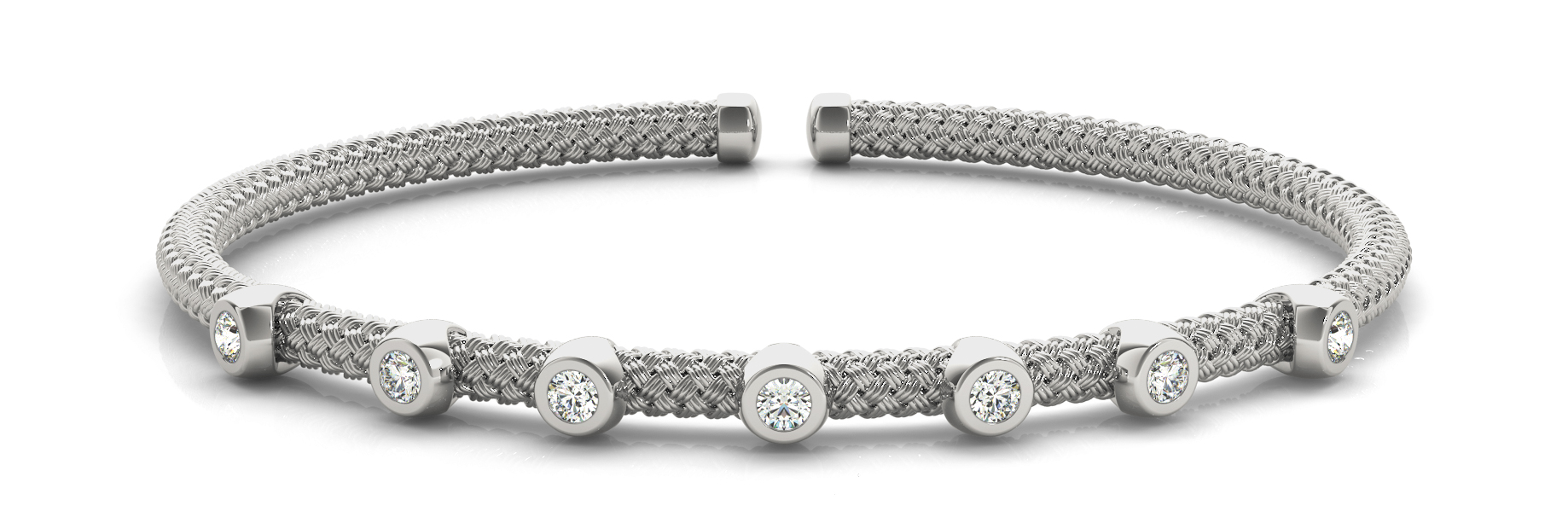 Bezel Set Flexible Stackable Cuff
