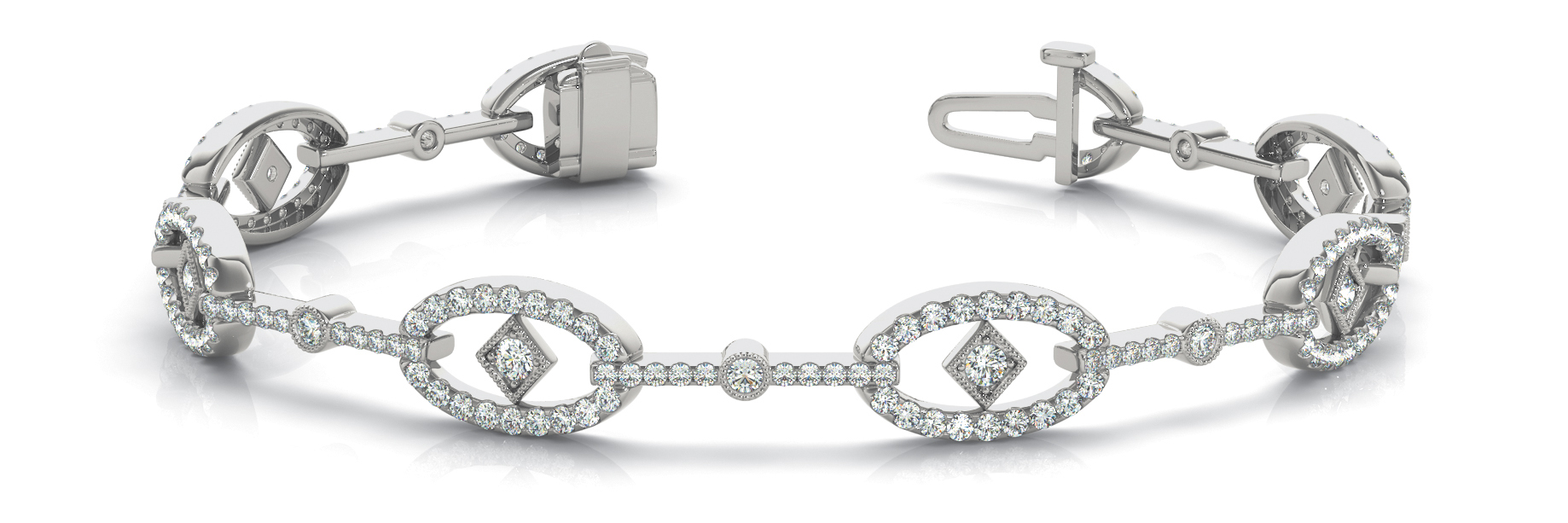 DIAMOND OVAL/BAR LINK BRACELET