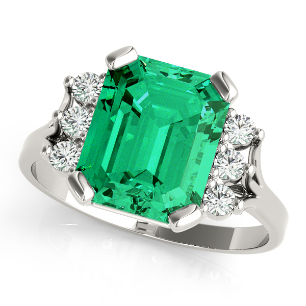 Solitaire Plus Emerald Color Ring
