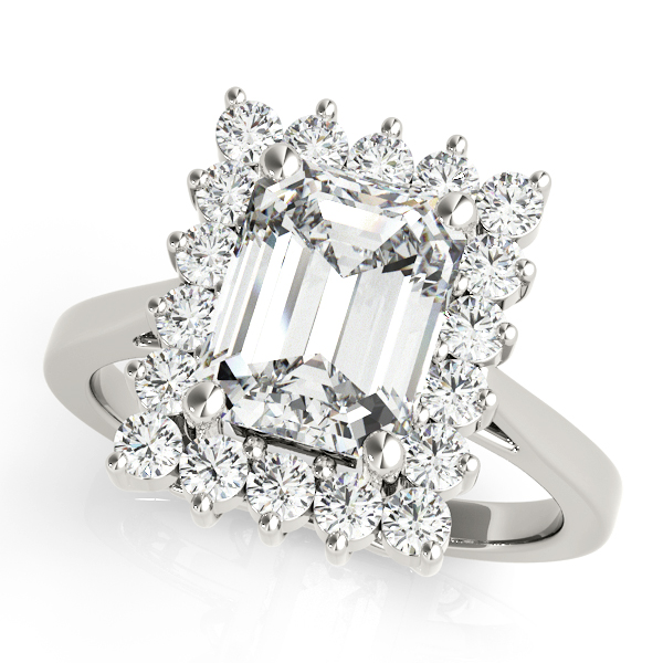 Solitaire Halo Emerald-Cut Engagement Rings