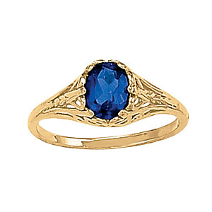 Engraved Filigree Oval Shape Color Ring