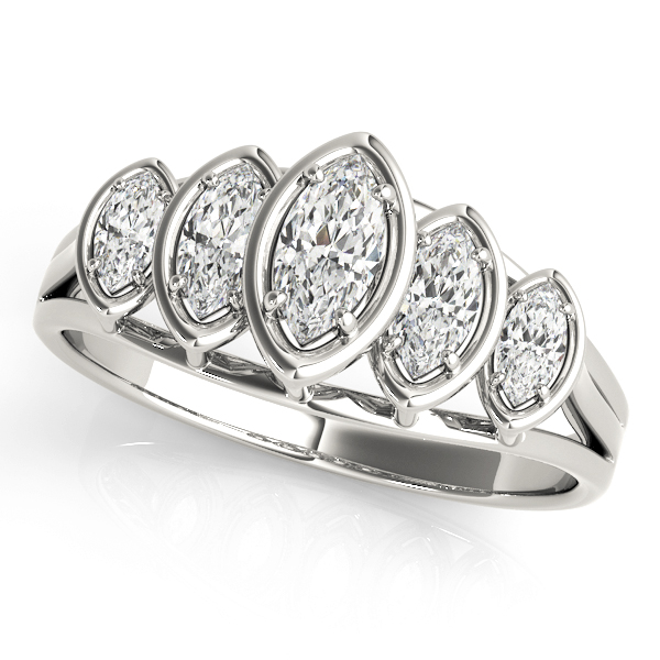 Bezel Set Marquise Shape Wedding Band