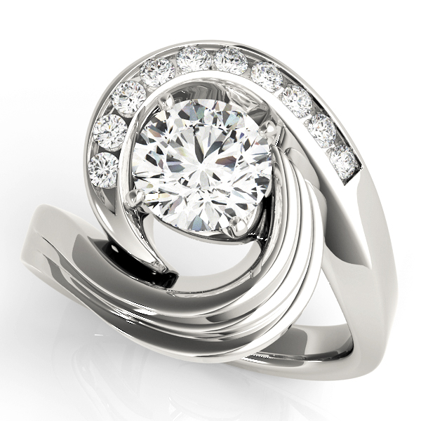 Channel Set Swirl Solitaire Engagement Ring