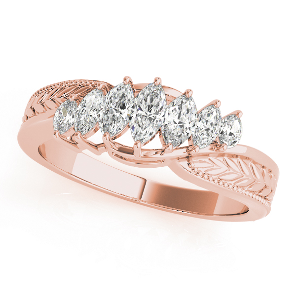 Nature Inspired Filigree Milgrain Marquise Shape Wedding Bands