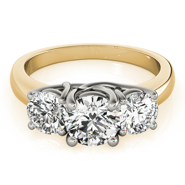 The Tatiana Three-Stone Engagement Ring, set view