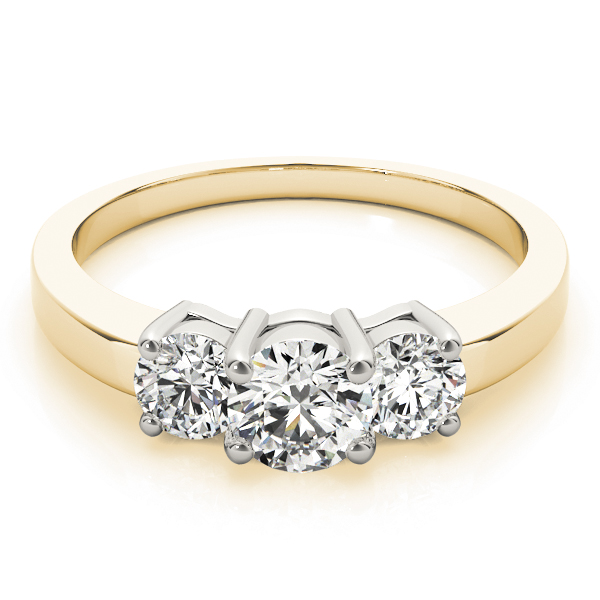 The Priscilla Three-Stone Engagement Ring, set view