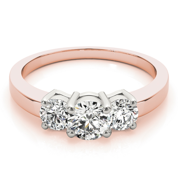 The Priscilla Three-Stone Engagement Ring, set view