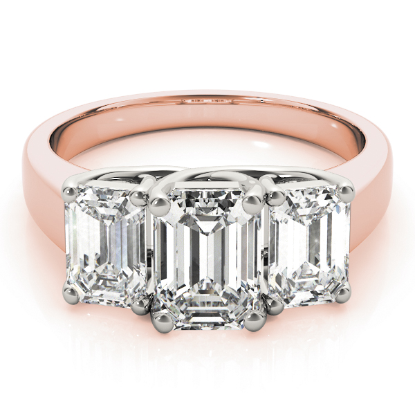 The Jacqueline Three-Stone Engagement Ring, set view