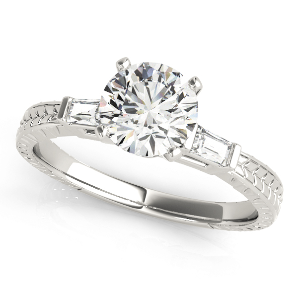 3-Stone Side Baguette Engagement Ring