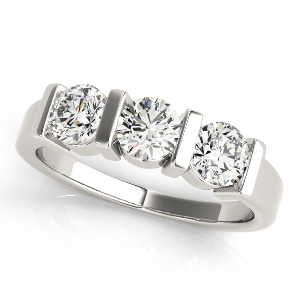3-Stone Bar Set Round Engagement Ring