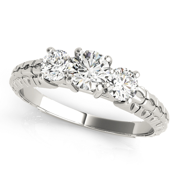 3-Stone Filigree Round Engagement Ring