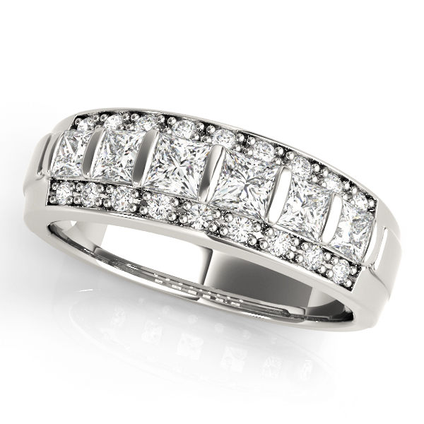 Multirow Fancy Shape Princess Cut Wedding Bands