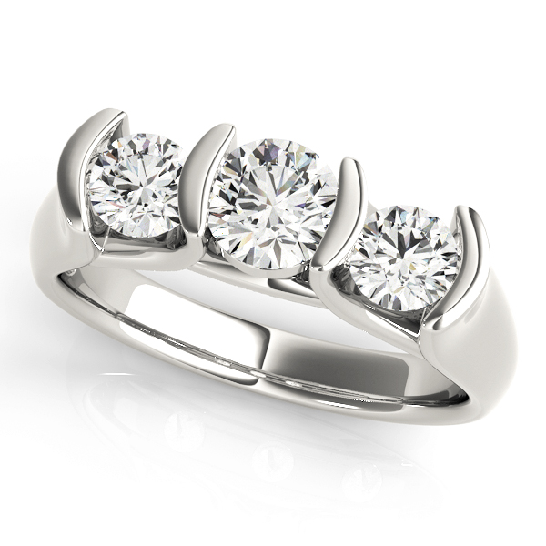 3-Stone Half Bezel Set Engagement Ring