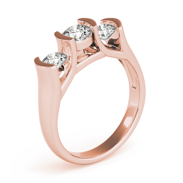 The Dorothea Three-Stone Engagement Ring, upright view
