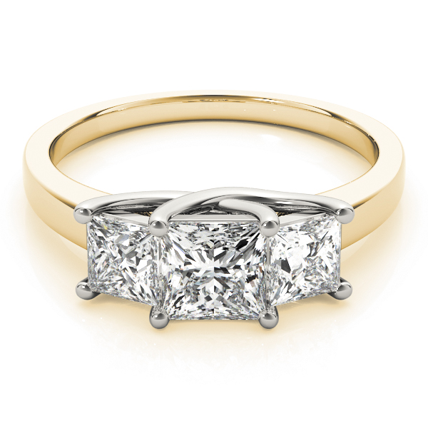 The Yvette Three-Stone Engagement Ring, set view