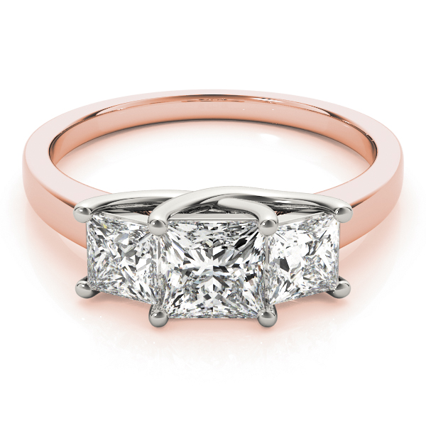 The Yvette Three-Stone Engagement Ring, set view