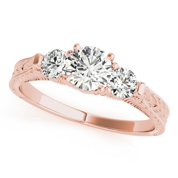3-Stone Round Filigree Engagement Ring