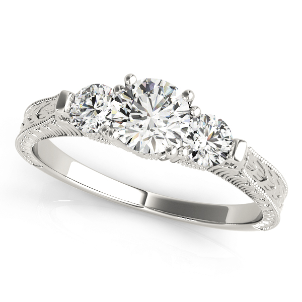 3-Stone Round Filigree Engagement Ring