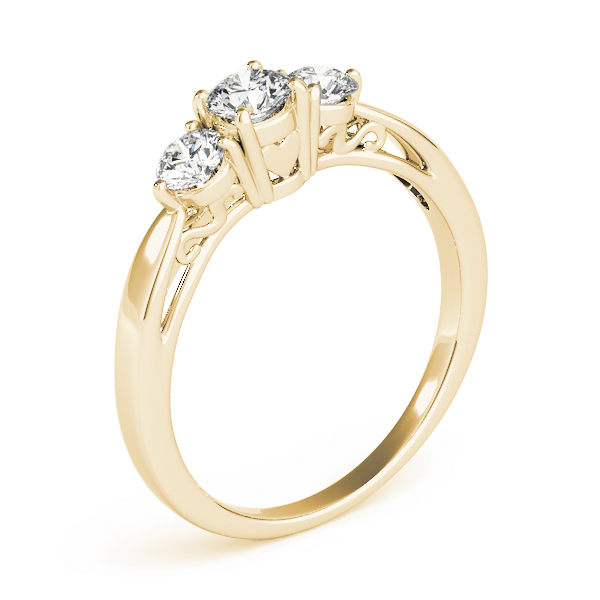 The Virginia Three-Stone Engagement Ring, upright view